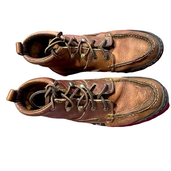 Justin LO991 Chip Brown Leather Lace-Up Moc Toe Chukka Boots Women US 8 medium - Picture 8 of 15